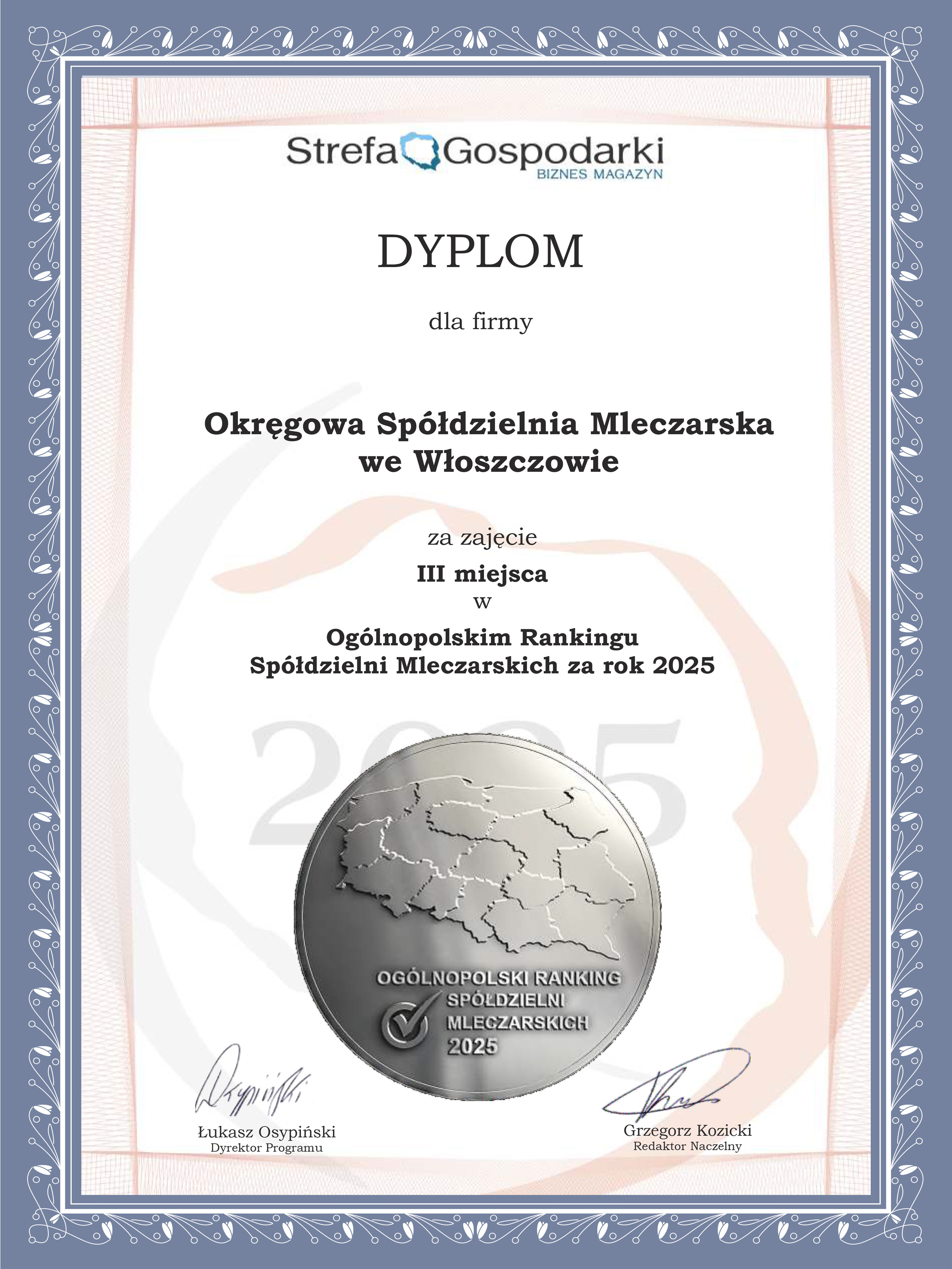 Ogólnopolski Ranking Spółdzielni Mleczarskich 2025